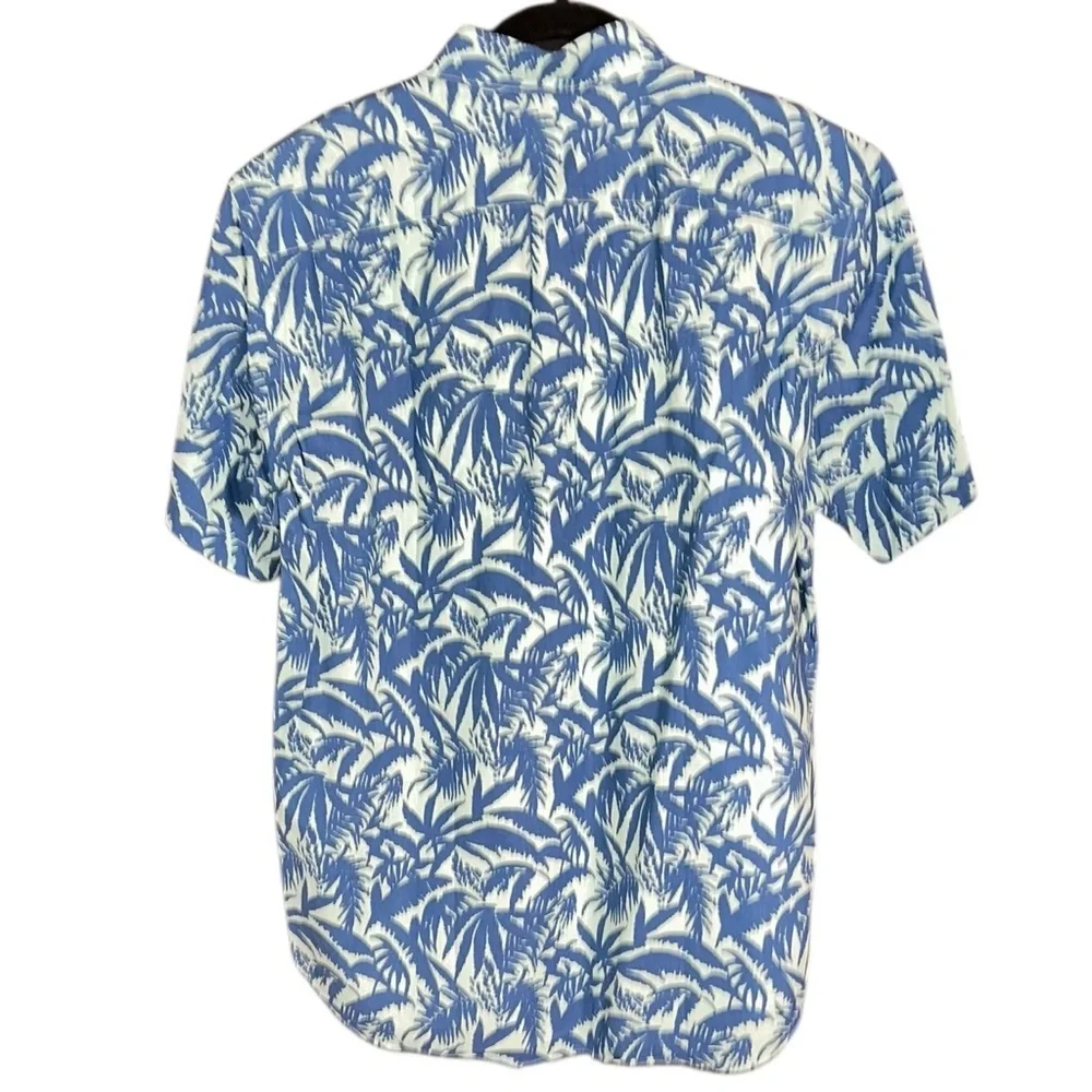 VTG J. Crew Men’s Short Sleeve Shirt Blue Tropical Hawaiian Button Up Shirt Sz M